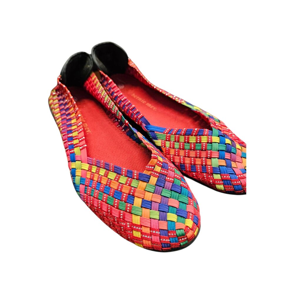 bernie mev. Rainbow Woven Ballet Flats with Red Insole